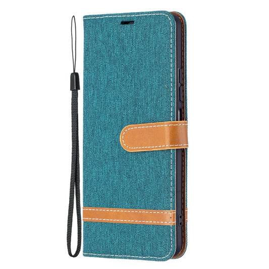For Xiaomi Mi 11i / Poco F3 / Redmi K40 Color Matching Denim Texture Horizontal Flip Leather Case with Holder & Card Slots & Wallet & Lanyard(Green) by buy2fix