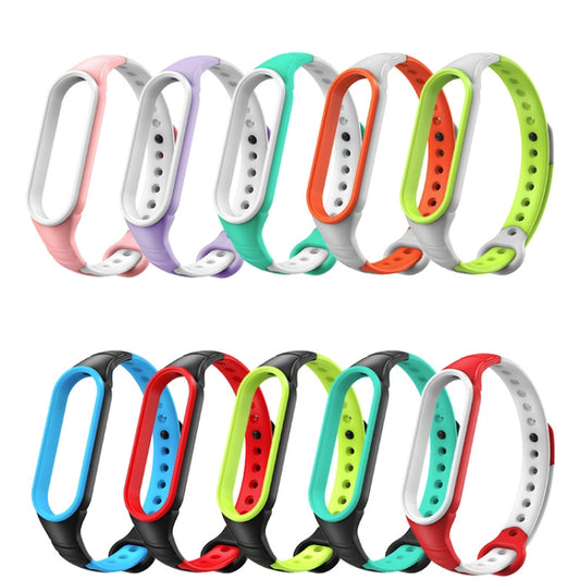 For Xiaomi Mi Band 6 / Band 5 Two-color Silicone Breathable Replacement Watchbands(Red White) by buy2fix