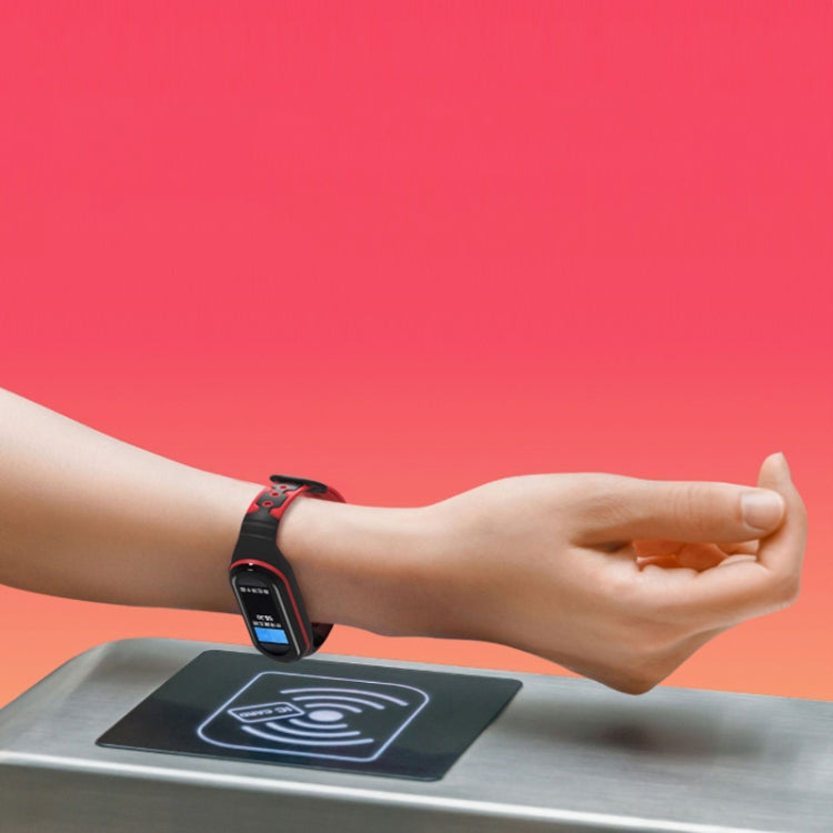 For Xiaomi Mi Band 6 / Band 5 Two-color Silicone Breathable Replacement Watchbands(Black Blue) by buy2fix