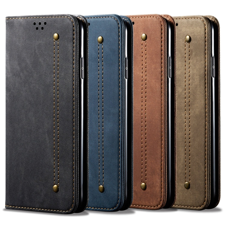 For Xiaomi Mi 11 Ultra Denim Texture Casual Style Horizontal Flip Leather Case with Holder & Card Slots & Wallet(Khaki) by buy2fix
