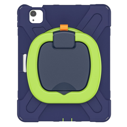 Silicone + PC Protective Case with Holder & Shoulder Strap For iPad Air 2022 / 2020 10.9(Navy Blue+Yellow Green) by buy2fix