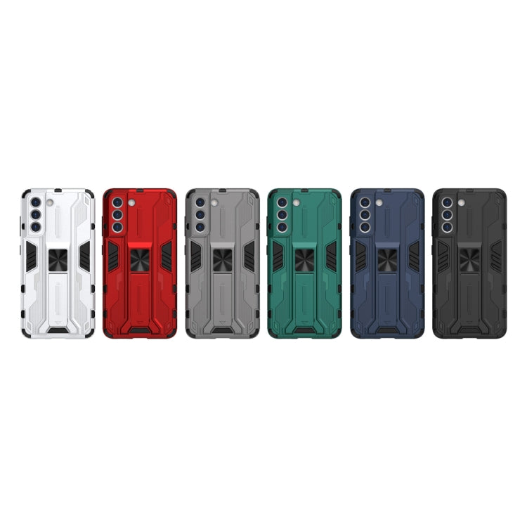 For Samsung Galaxy S21 FE Supersonic PC + TPU Shock-proof Case with Holder(Black) by buy2fix