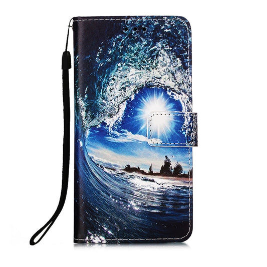 For Motorola Moto G30 / G10 / G10 Power Colored Drawing Pattern Plain Weave Horizontal Flip Leather Case with Holder & Card Slot & Wallet & Lanyard(Waves And Sun) by buy2fix