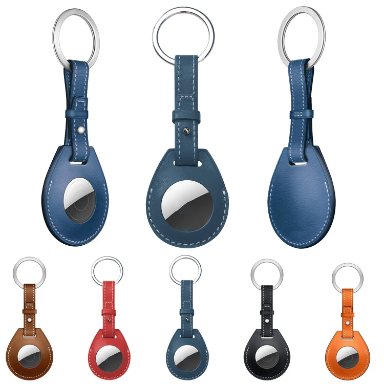 Shockproof Anti-scratch Leather Protective Case Cover with Hang Loop For AirTag, Style:Keychain(Yellow) by buy2fix