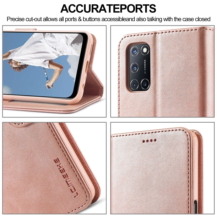 For OPPO F19 Pro / A94 5G LC.IMEEKE Calf Texture Horizontal Flip Leather Case with Holder & Card Slots & Wallet (Rose Gold) by LC.IMEEKE