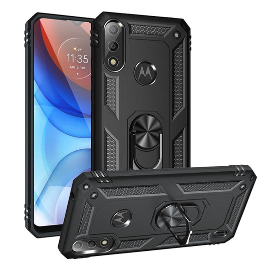For Motorola Moto E7 Power (2021) Shockproof TPU + PC Protective Case with 360 Degree Rotating Holder(Black) by buy2fix