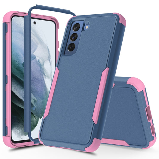 For Samsung Galaxy S21 FE TPU + PC Shockproof Protective Case(Royal Blue + Pink) by buy2fix