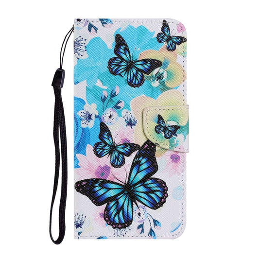For Samsung Galaxy A22 4G Coloured Drawing Pattern Horizontal Flip PU Leather Case with Holder & Card Slots & Wallet & Lanyard(Purple Butterfly) by buy2fix