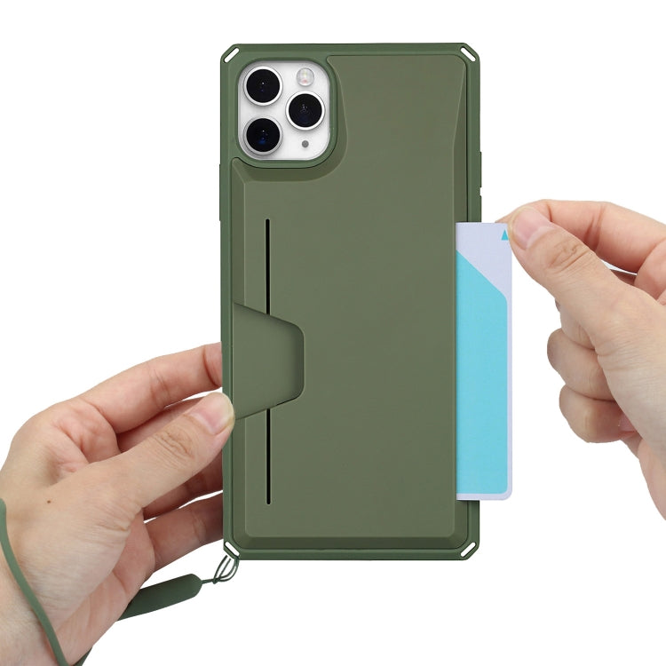 For iPhone 11 Pro Max Armor Shockproof TPU + PC Hard Case with Card Slot Holder (Green) by buy2fix