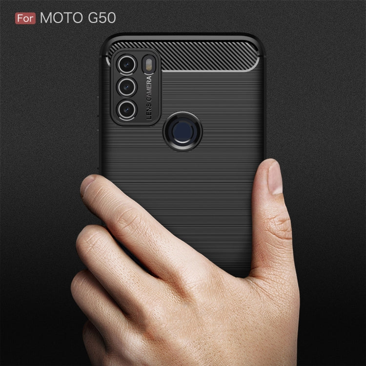 For Motorola Moto G50 Brushed Texture Carbon Fiber TPU Case(Red) by buy2fix
