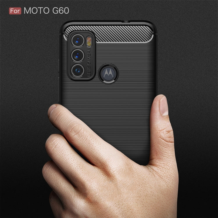 For Motorola Moto G60 Brushed Texture Carbon Fiber TPU Case(Blue) by buy2fix