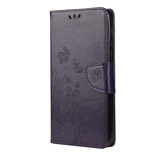 For Motorola Moto G30 Butterfly Flower Pattern Horizontal Flip Leather Case with Holder & Card Slots & Wallet(Deep Purple) by buy2fix
