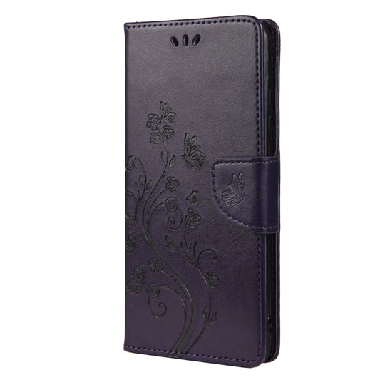 For Xiaomi Redmi Note 10 5G Butterfly Flower Pattern Horizontal Flip Leather Case with Holder & Card Slots & Wallet(Deep Purple) by buy2fix