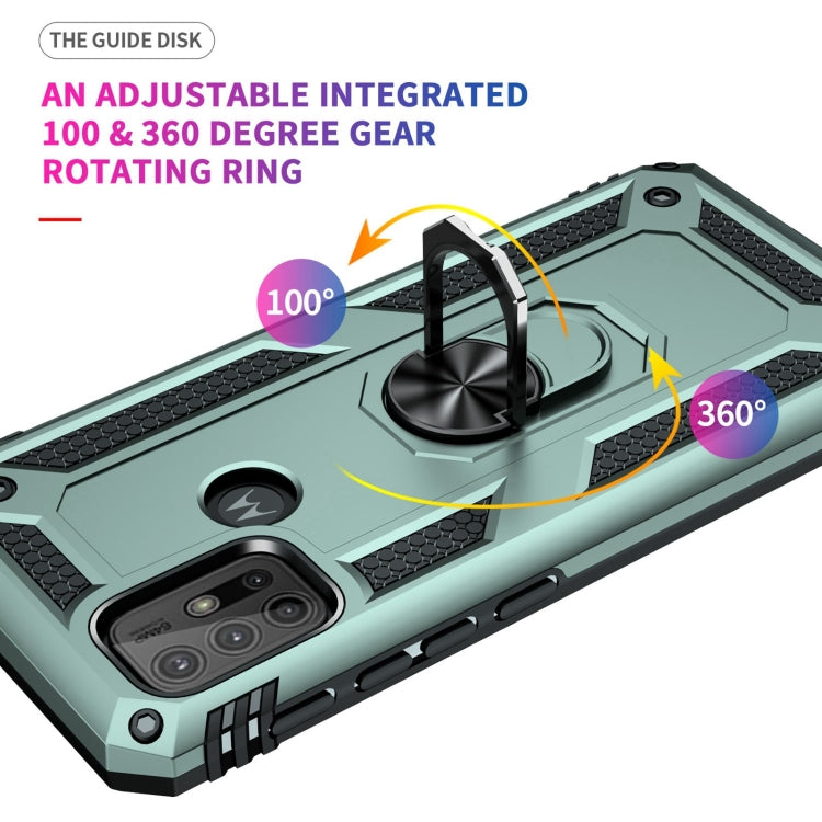 For Motorola Moto G10 / G30 Shockproof TPU + PC Protective Case with 360 Degree Rotating Holder(Green) by buy2fix