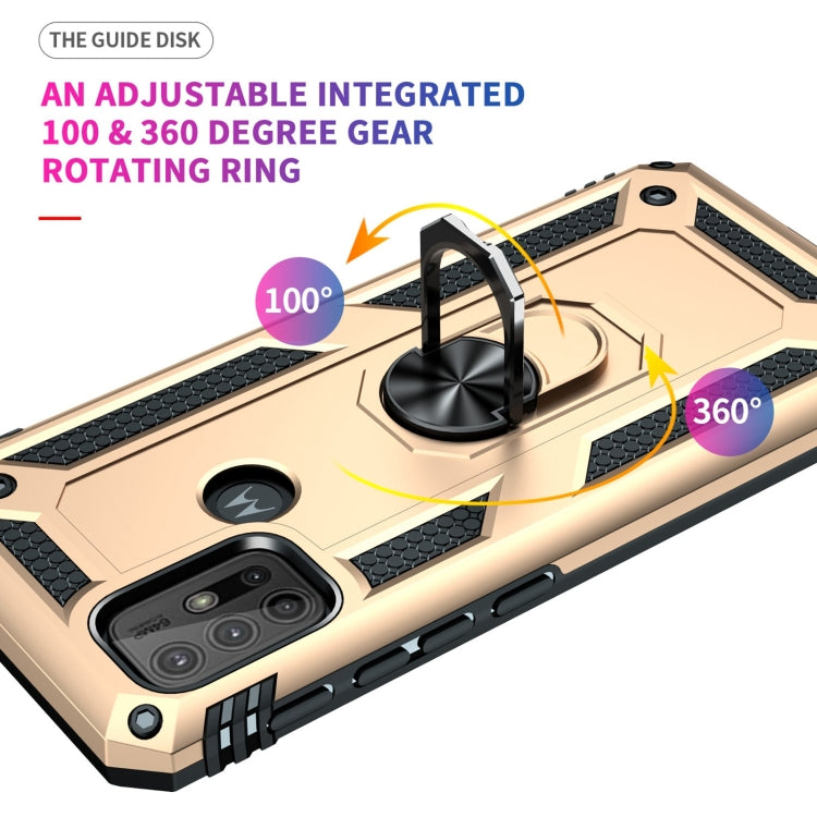 For Motorola Moto G10 / G30 Shockproof TPU + PC Protective Case with 360 Degree Rotating Holder(Gold) by buy2fix