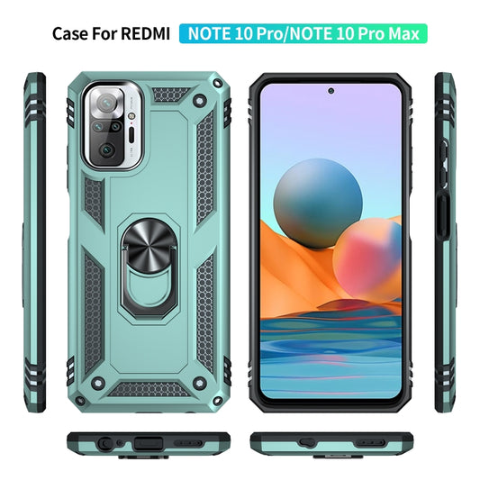 For Xiaomi Redmi Note 10 Pro Shockproof TPU + PC Protective Case with 360 Degree Rotating Holder(Green) by buy2fix