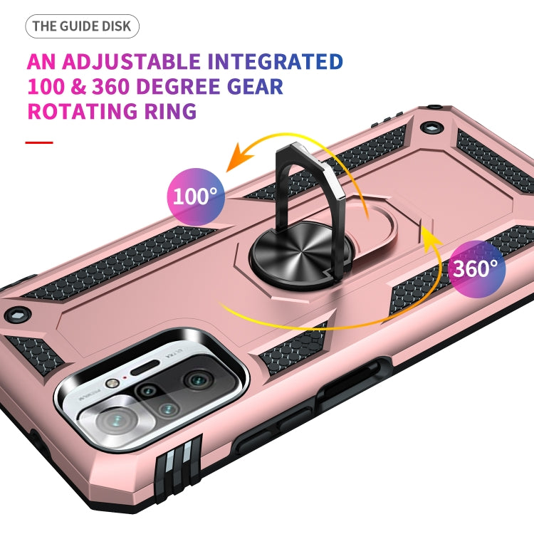 For Xiaomi Redmi Note 10 Pro Shockproof TPU + PC Protective Case with 360 Degree Rotating Holder(Rose Gold) by buy2fix