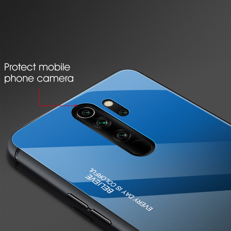 For Xiaomi Redmi Note 8 Pro Gradient Color Glass Case(Blue) by buy2fix