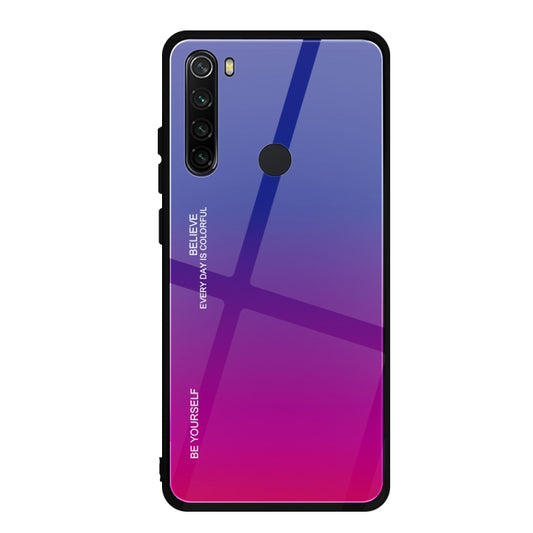 For Xiaomi Redmi Note 8 Gradient Color Glass Case(Dark Blue) by buy2fix