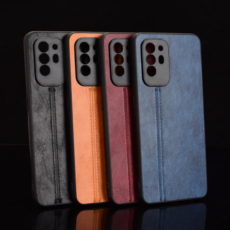 For OPPO A94 5G / F19 Pro+ 5G Shockproof Sewing Cow Skin Texture PC + PU + TPU Case(Black) by buy2fix