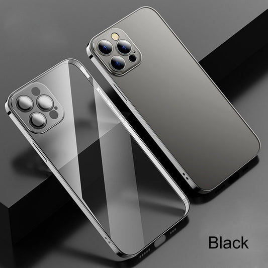 For iPhone 12 Anti-fingerprint Frosted Electroplating Protective Case with Camera Film(Black) by buy2fix