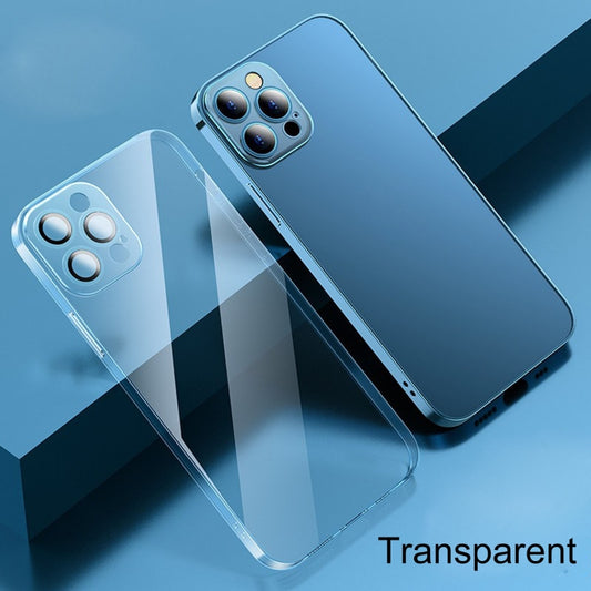 For iPhone 12 Pro Anti-fingerprint Frosted Electroplating Protective Case with Camera Film(Transparent) by buy2fix