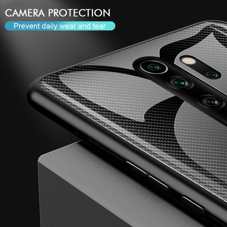 For Xiaomi Redmi Note 8 Pro Carbon Fiber Texture Gradient Color Glass Case(White) by buy2fix