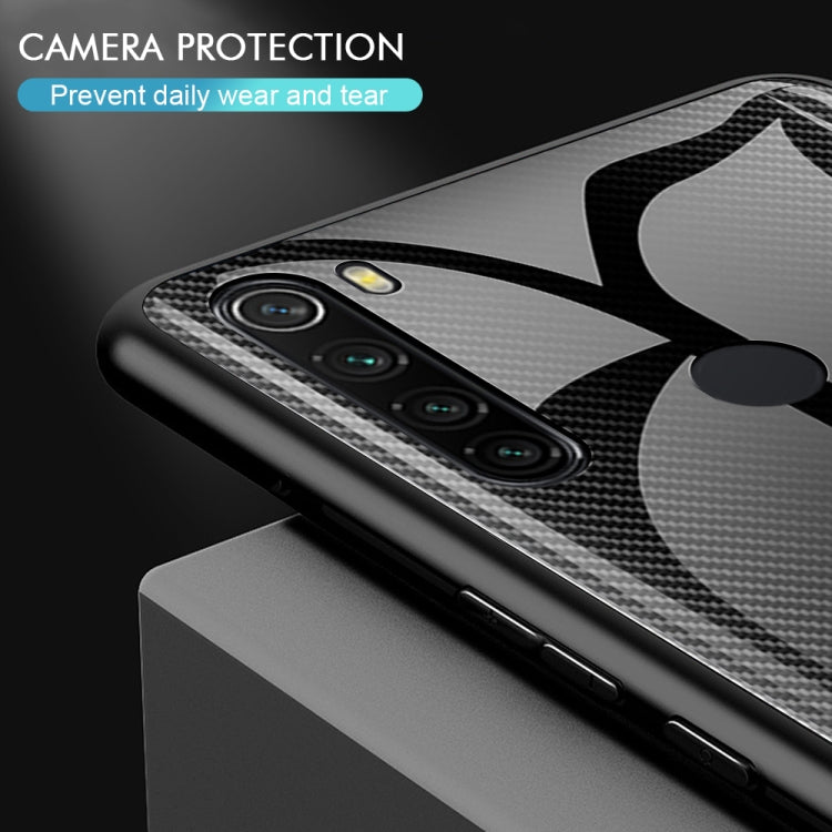 For Xiaomi Redmi Note 8 Carbon Fiber Texture Gradient Color Glass Case(Black) by buy2fix