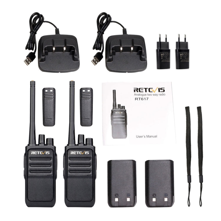 1 Pair RETEVIS RT617 0.5W PMR446 16CHS Two Way Radio Handheld Walkie Talkie, EU Plug(Black) by RETEVIS