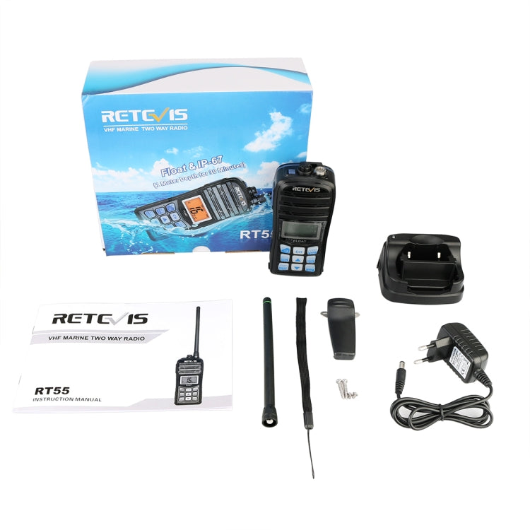 RETEVIS RT55 5W 156.000-161.450MHz+156.050-163.425MHz Waterproof Two Way Radio Handheld Walkie Talkie(Black) by RETEVIS
