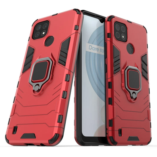 For OPPO Realme C21 Shockproof PC + TPU Protective Case with Magnetic Ring Holder(Red) by buy2fix