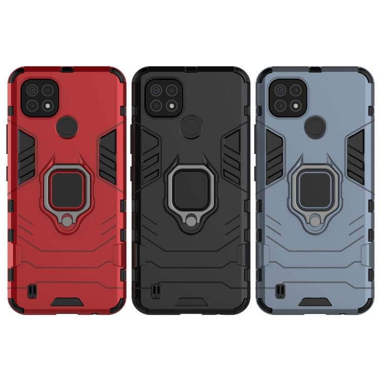 For OPPO Realme C21 Shockproof PC + TPU Protective Case with Magnetic Ring Holder(Navy Blue) by buy2fix