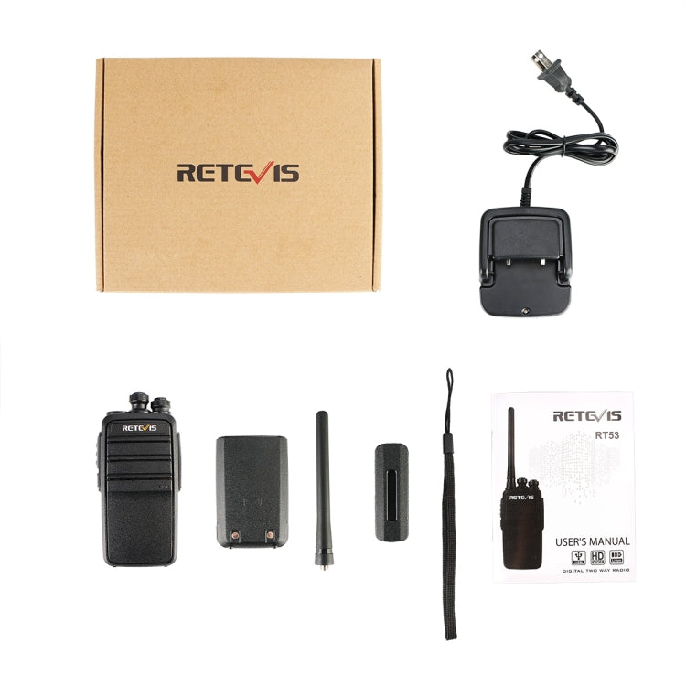 RETEVIS RT53 2W 400-470MHz 1024CHS DMR Digital Two Way Radio Handheld Walkie Talkie(Black) by RETEVIS