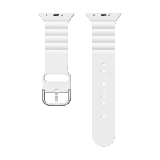 Business B Style Silicone Watch Band For Apple Watch Series 7 45mm / 6 & SE & 5 & 4 44mm / 3 & 2 & 1 42mm(White) by buy2fix