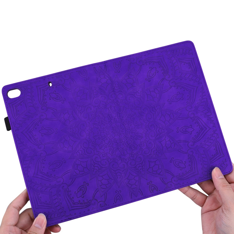 For Amazon Fire HD 10 2023 / 10 Plus (2021) Calf Pattern Double Folding Design Embossed Leather Case with Holder & Card Slots & Pen Slot & Elastic Band(Purple) by buy2fix