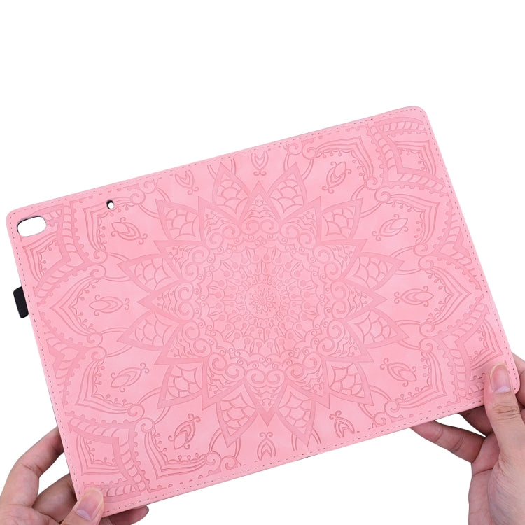 For Amazon Fire HD 10 2023 / 10 Plus (2021) Calf Pattern Double Folding Design Embossed Leather Case with Holder & Card Slots & Pen Slot & Elastic Band(Pink) by buy2fix
