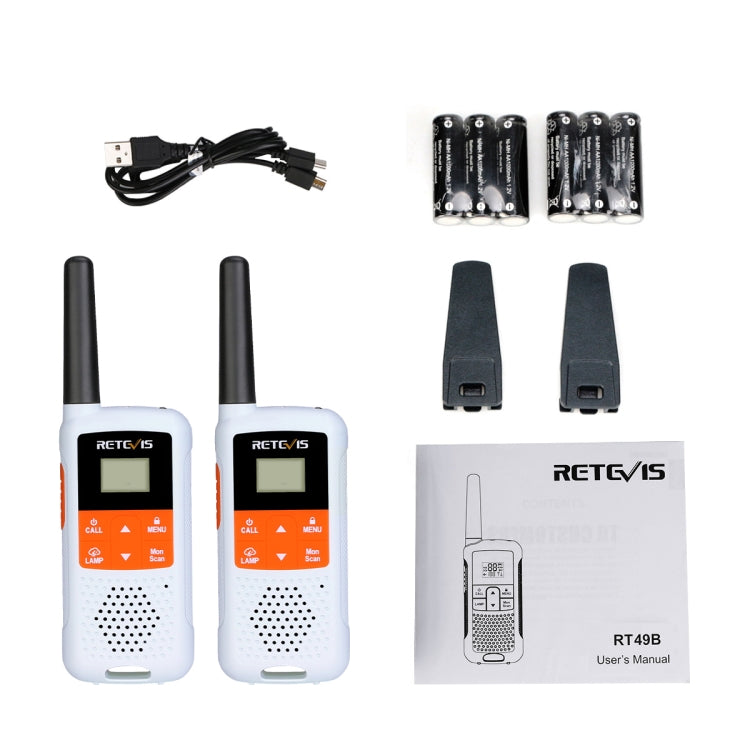 1 Pair RETEVIS RT49B 0.5W US Frequency 462.5500-467.7125MHz 22CHS FRS Two Way Radio Handheld Walkie Talkie, US Plug(White) by RETEVIS