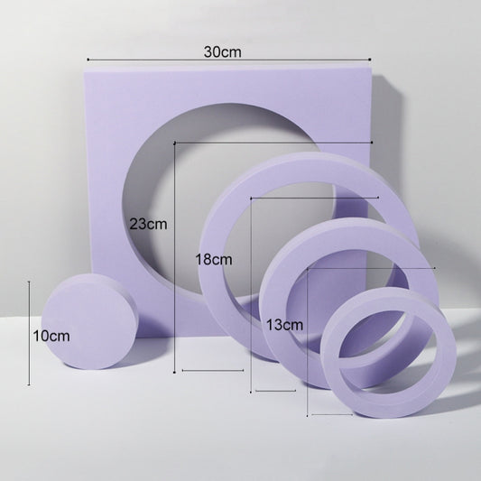 Round Combo Kits Geometric Cube Solid Color Photography Photo Background Table Shooting Foam Props (Purple) by buy2fix