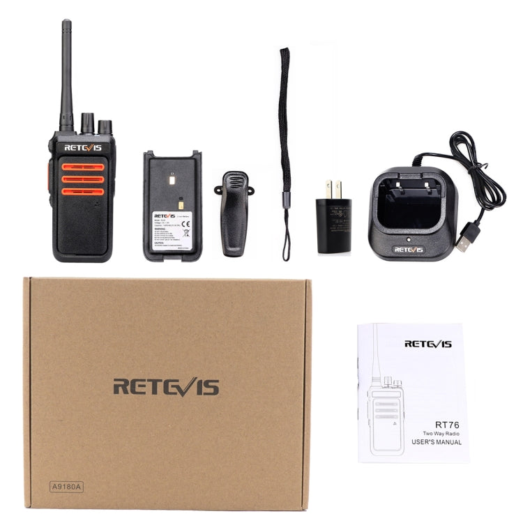 RETEVIS RT76 5W 30CHS GMRS Two Way Radio Handheld Walkie Talkie, US Plug(Black) by RETEVIS
