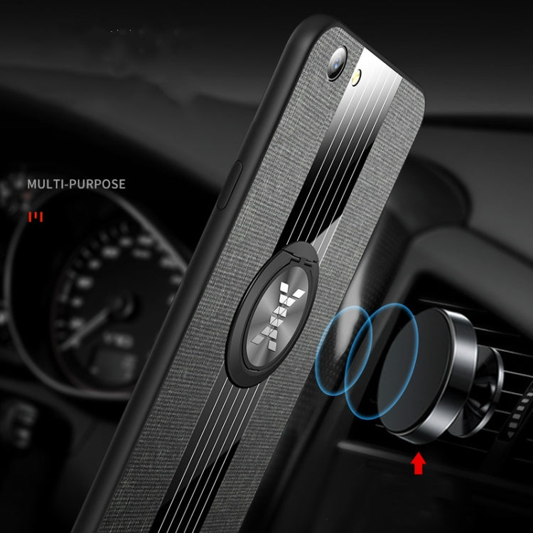 For OPPO A57 XINLI Stitching Cloth Textue Shockproof TPU Protective Case with Ring Holder(Black) by XINLI