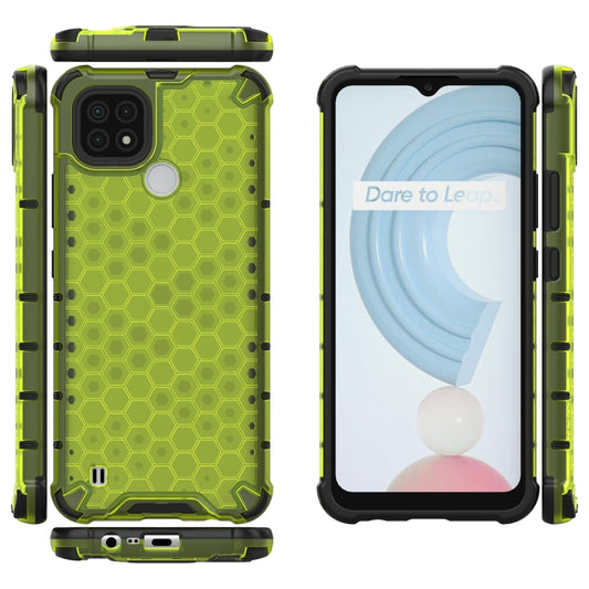 For OPPO Realme C21 Shockproof Honeycomb PC + TPU Case(Green) by buy2fix