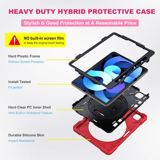 Shockproof Colorful Silicone + PC Protective Case with Holder & Shoulder Strap & Hand Strap For iPad Pro 11 2022 / 2021 / 2020 / 2018 / Air 4 2020 (Red) by buy2fix