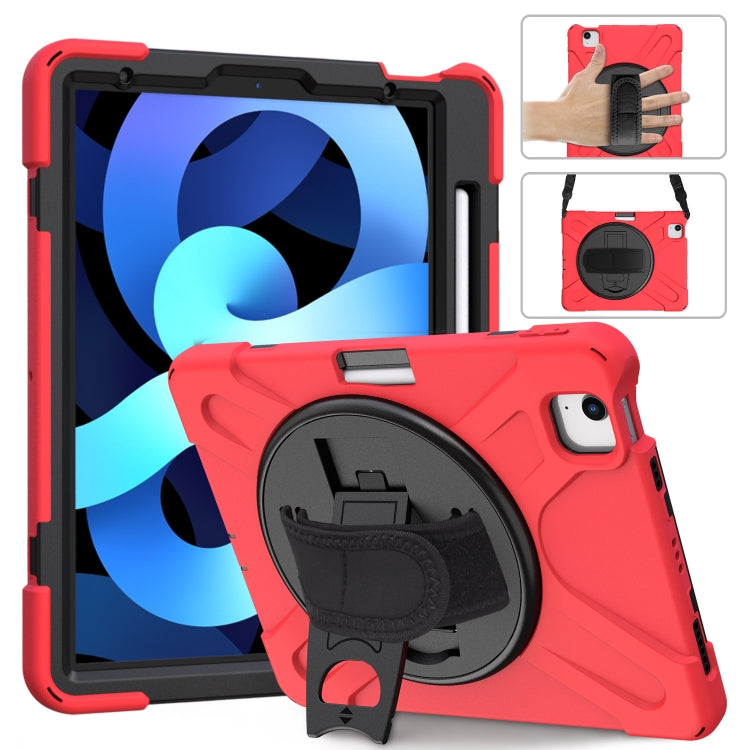 Shockproof Colorful Silicone + PC Protective Case with Holder & Shoulder Strap & Hand Strap For iPad Pro 11 2022 / 2021 / 2020 / 2018 / Air 4 2020 (Red) by buy2fix