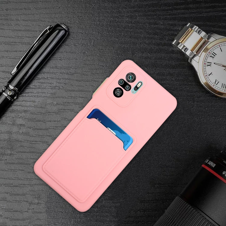For Xiaomi Redmi Note 10 Card Slot Design Shockproof TPU Protective Case(Pink) by buy2fix