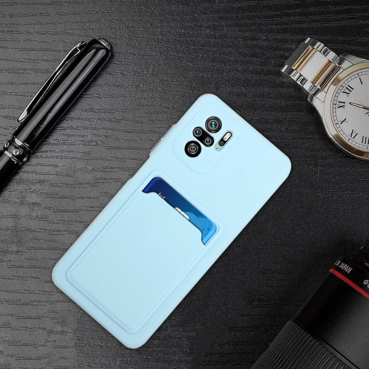 For Xiaomi Redmi Note 10 5G Card Slot Design Shockproof TPU Protective Case(Sky Blue) by buy2fix