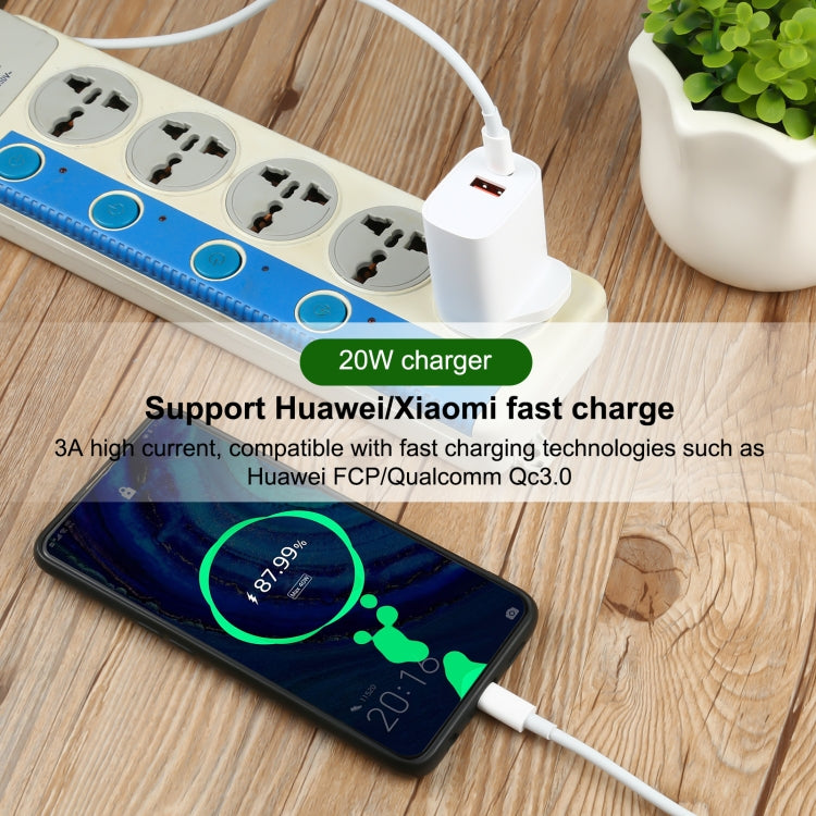 E087 20W USB-C / Type-C + USB Ports Charger with 100W Type-C to Type-C Fast Charging Cable 2m, UK Plug by buy2fix