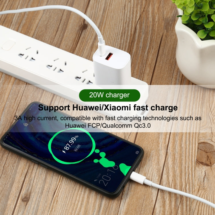 T087 20W USB-C / Type-C + USB Ports Charger with 100W Type-C to Type-C Fast Charging Cable 2m, EU Plug by buy2fix
