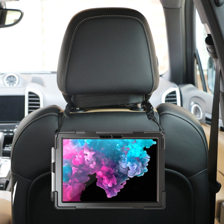 For Microsoft Surface Pro 4 / 5 / 6 / 7 / 7+ Shockproof Colorful Silicone + PC Protective Case with Holder & Hand Strap & Pen Slot(Black) by buy2fix
