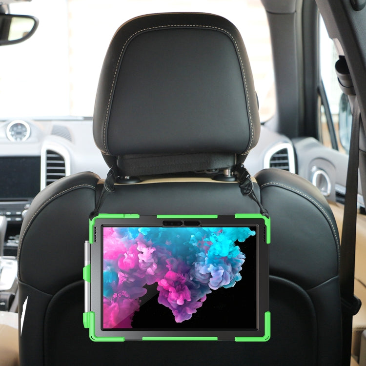 For Microsoft Surface Pro 4 / 5 / 6 / 7 / 7+ Shockproof Colorful Silicone + PC Protective Case with Holder & Hand Strap & Pen Slot(Green) by buy2fix