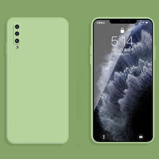 For Samsung Galaxy A50 Solid Color Imitation Liquid Silicone Straight Edge Dropproof Full Coverage Protective Case(Matcha Green) by buy2fix